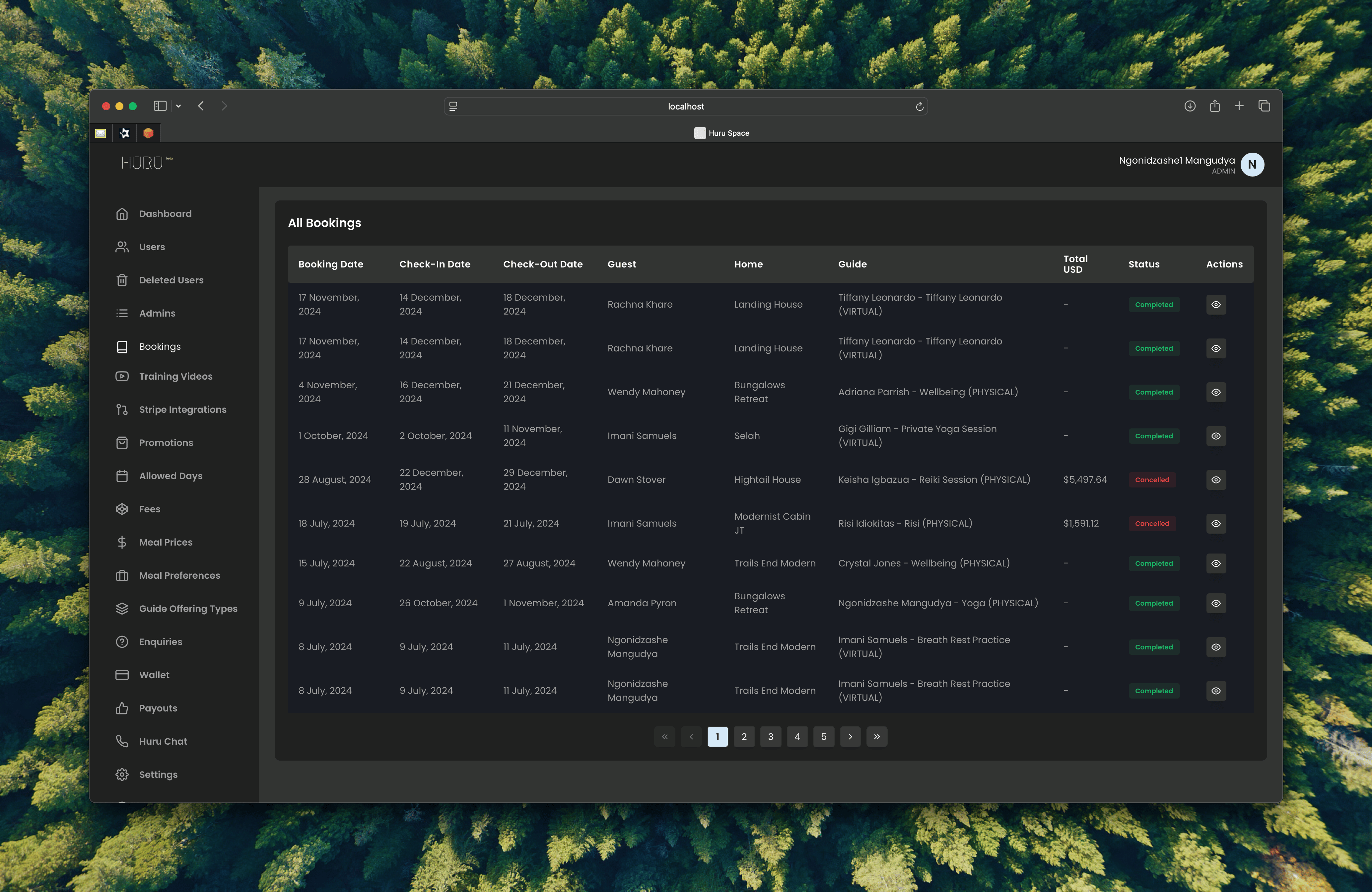 Admin booking management