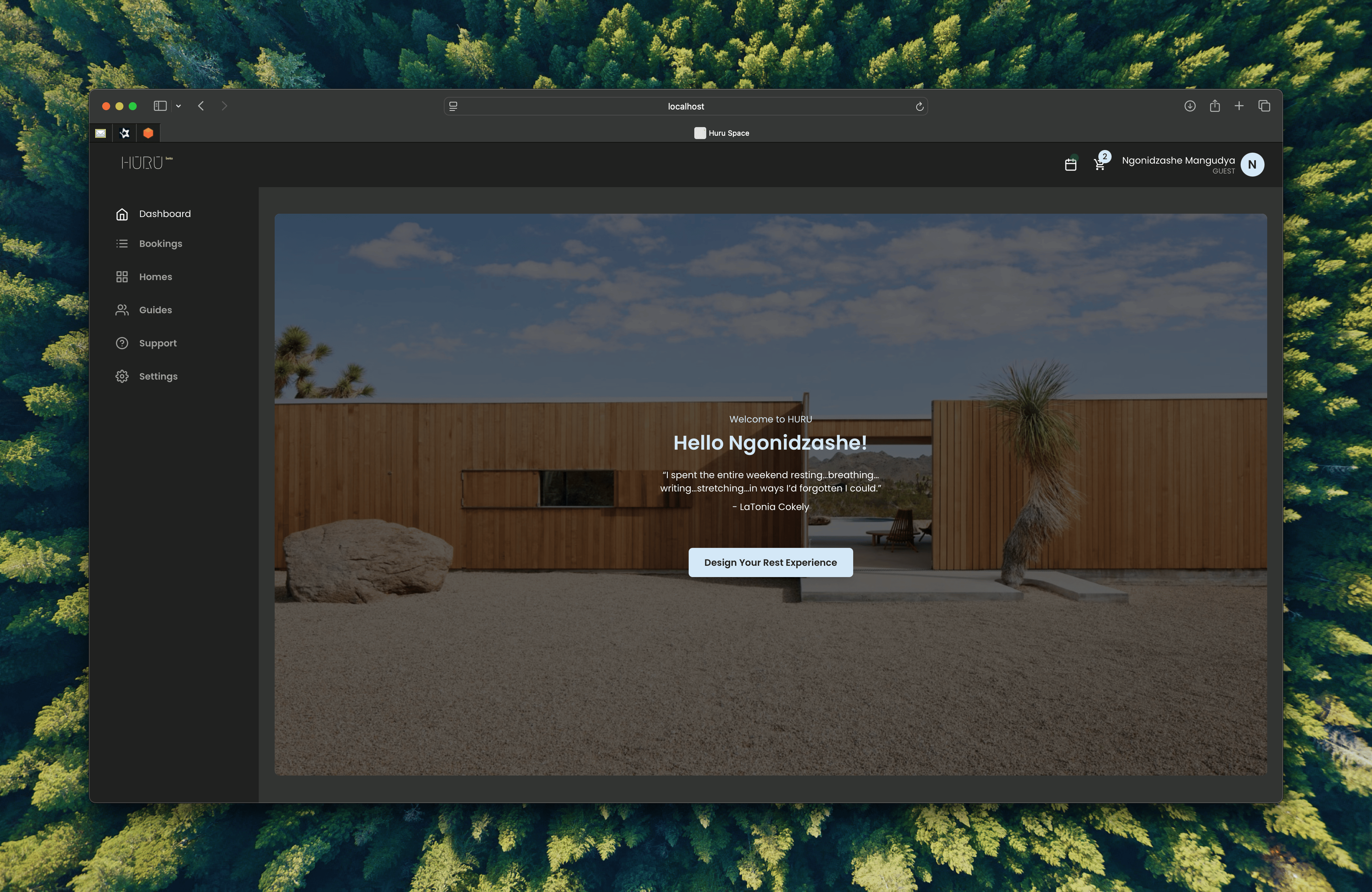 Guest homepage experience