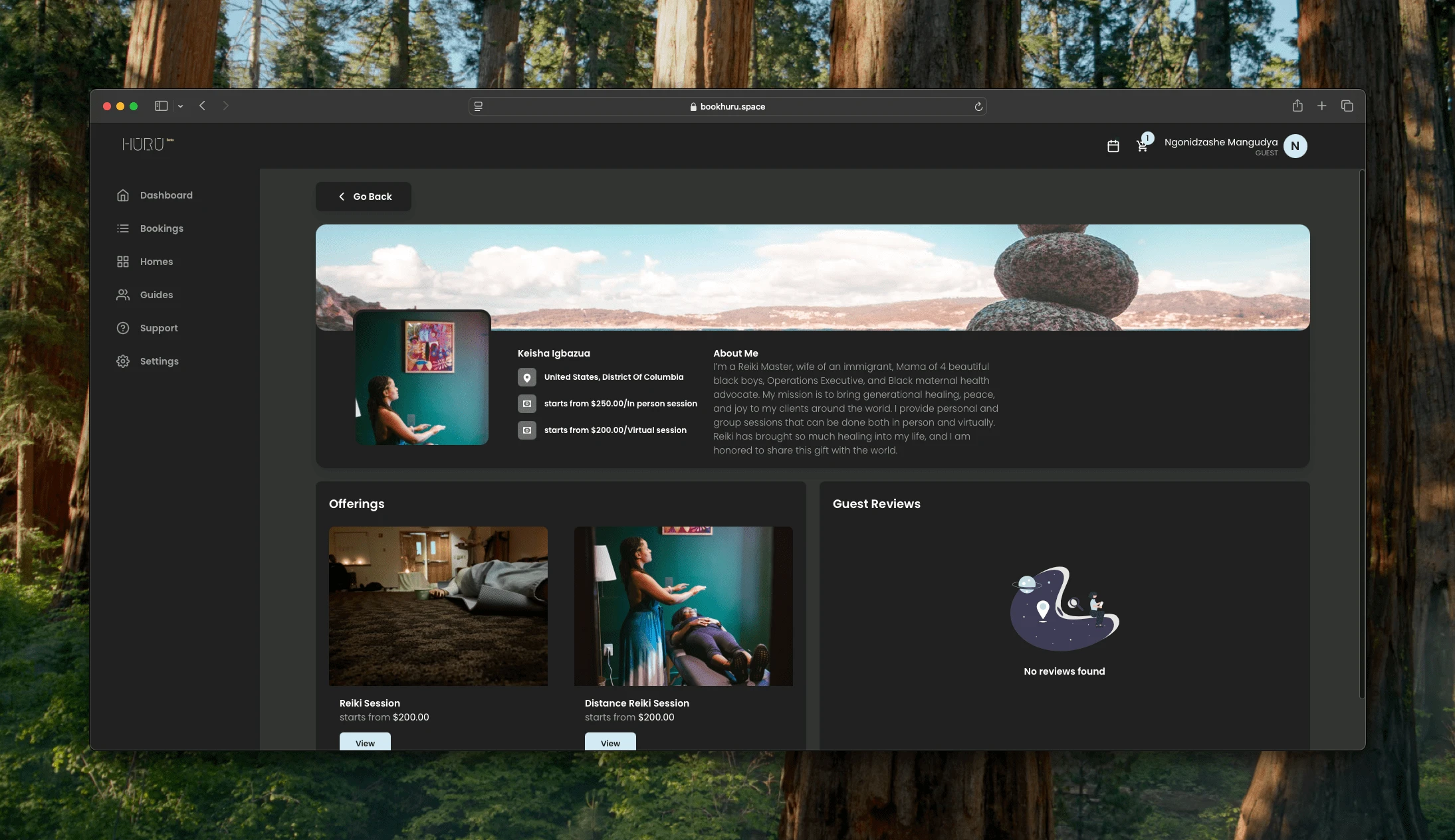 Detailed guide profile view