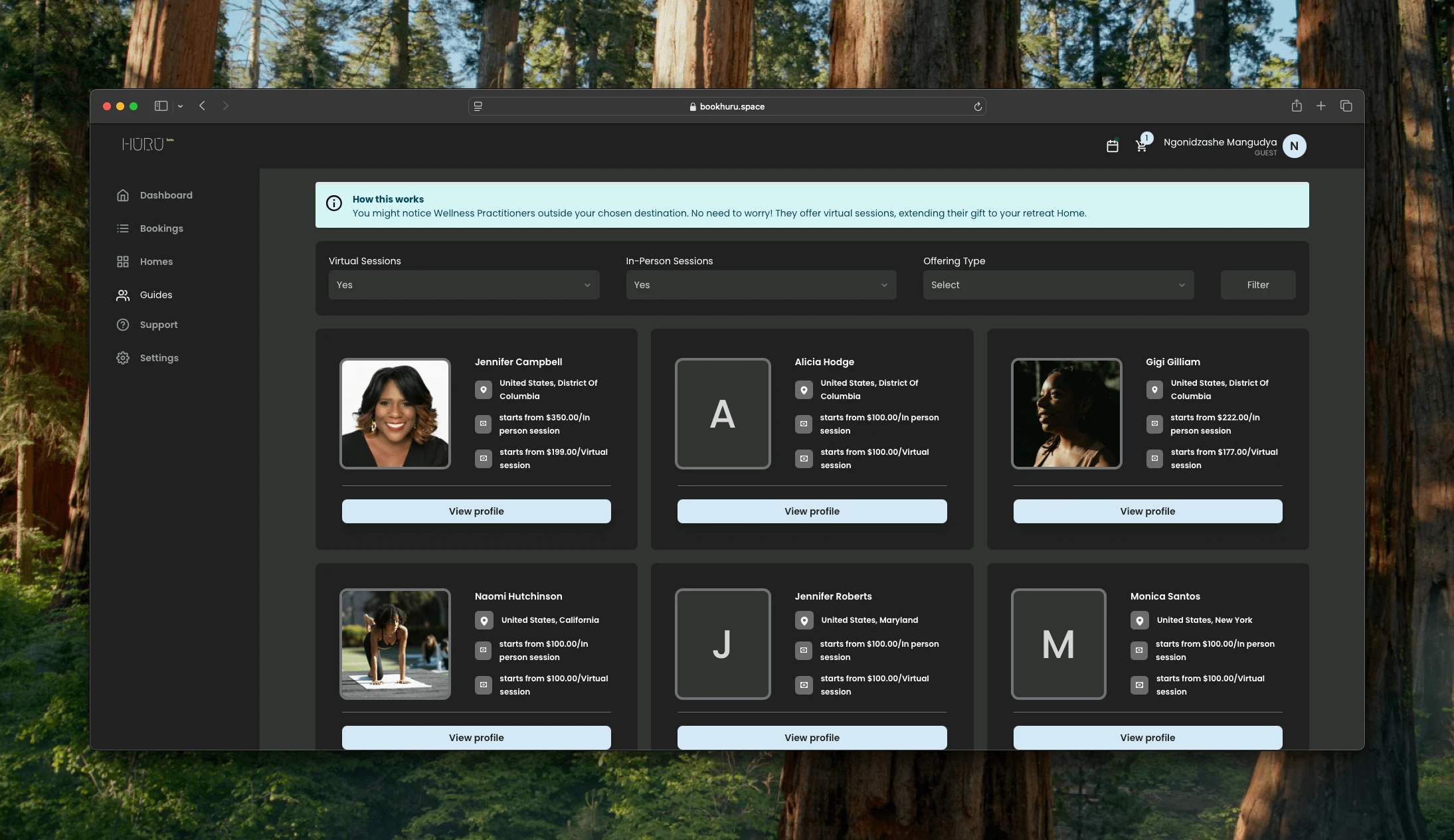 Guest browsing local guides