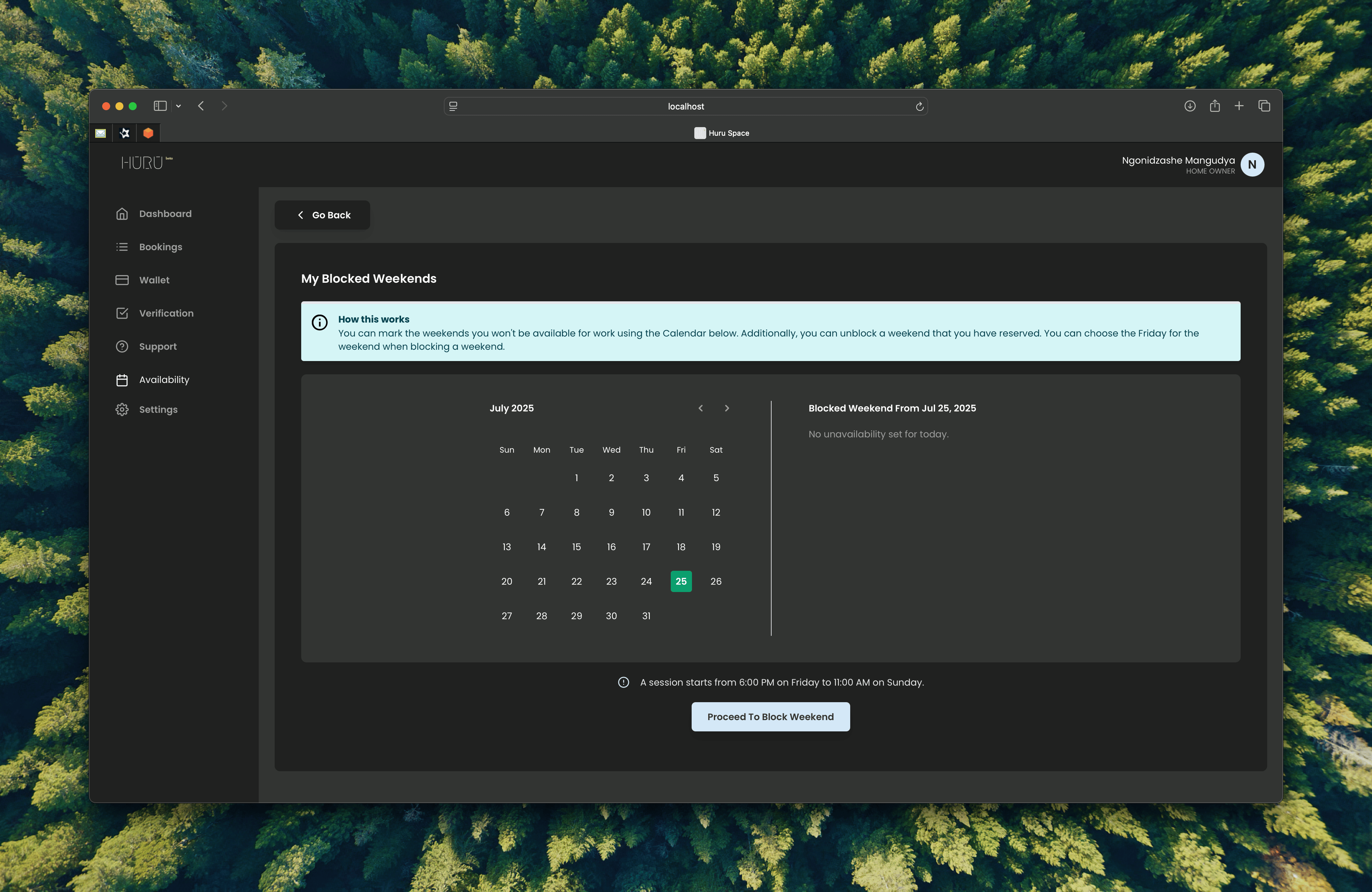 Home owner availability management