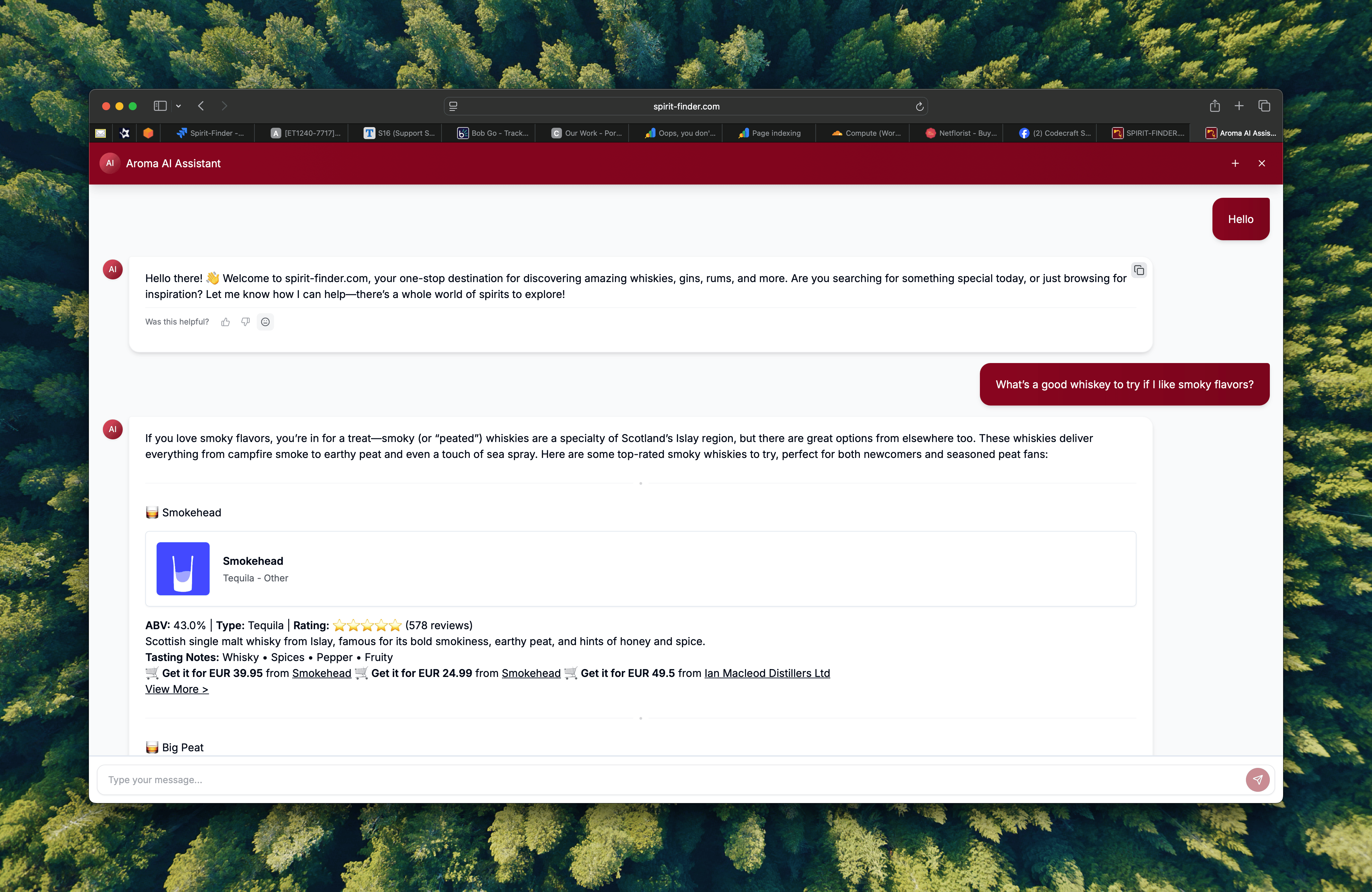 AI recommendation engine interface
